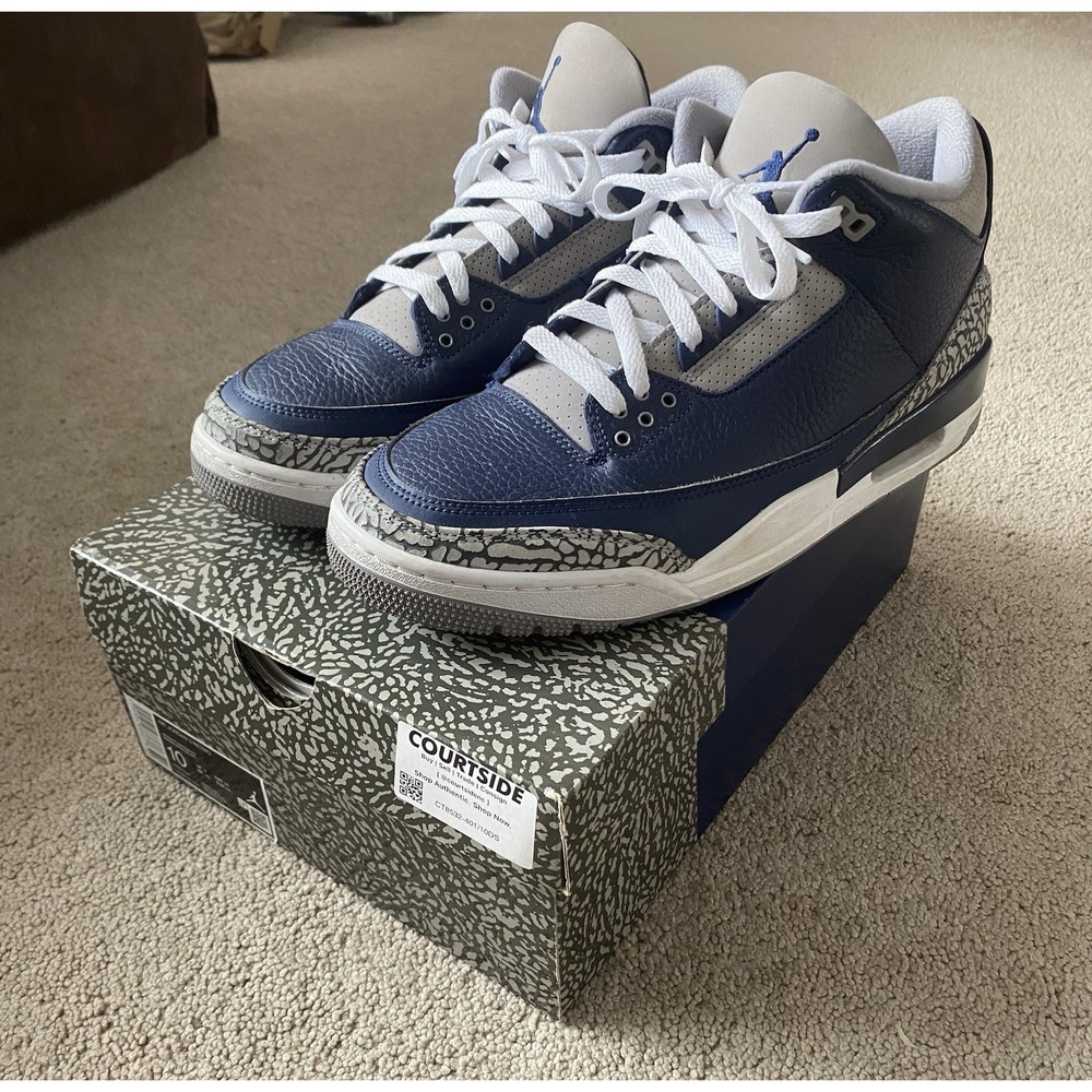 Jordan 3 Retro Blue Leather Grey Suede (CT8532-401) Size 10